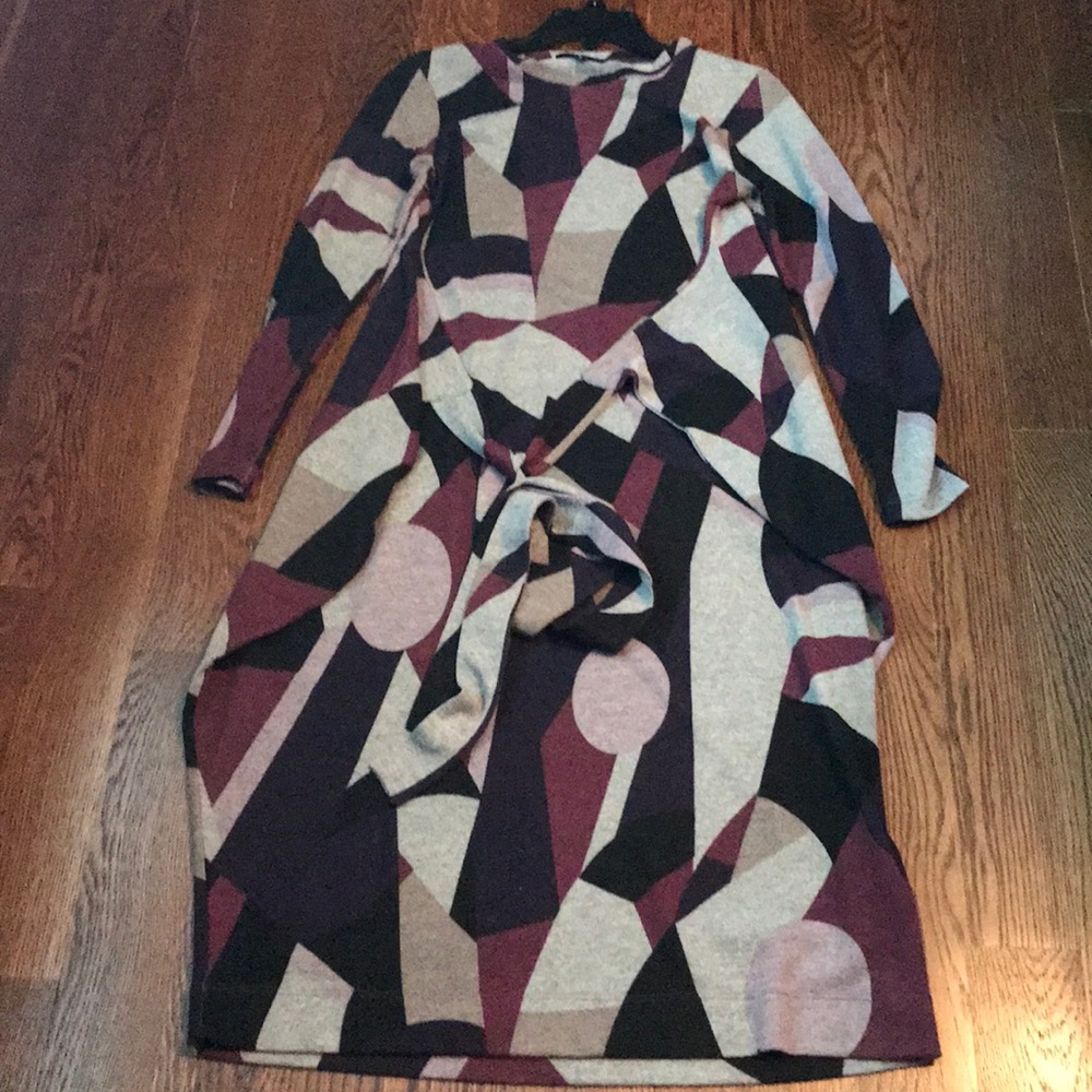 Geometric wrap midi dress